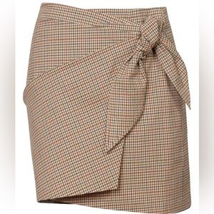 Isabel Marant Brown Multi-Check Mini Skirt with Knot Detail